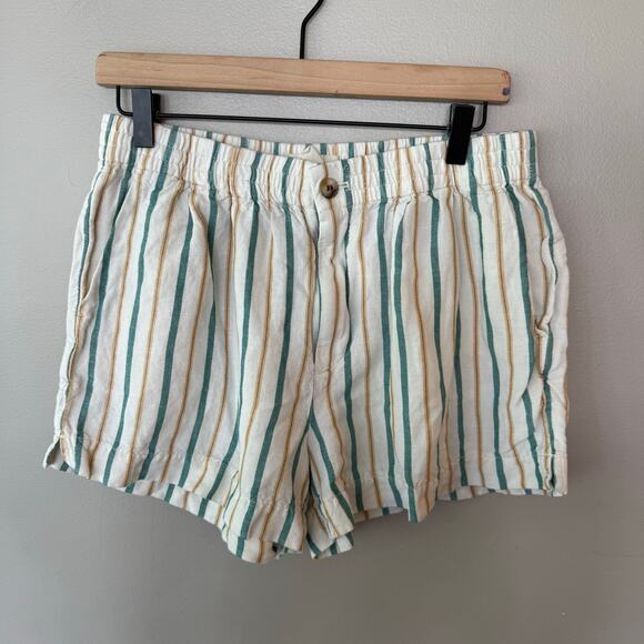 Madewell Linen Blend Track Shorts Striped W Med Casual Relaxed Pockets‎ Vacation - Picture 3 of 14